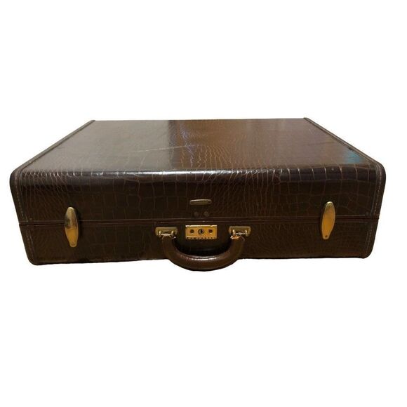 Vintage Samsonite Luggage Brown Suitcase Luggage With Key - Picture 5 of 8